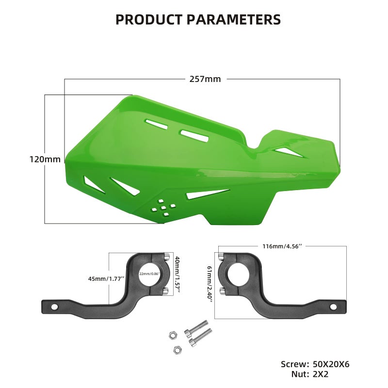 PRO CAKEN Universal 7/8"" 22mm and 1 1/8"" 28mm Handle Bar Hand Guards Nylon Bracket for Dirt Bike Motocross ATV for SX SXF EXC XCW-Green - Image 2